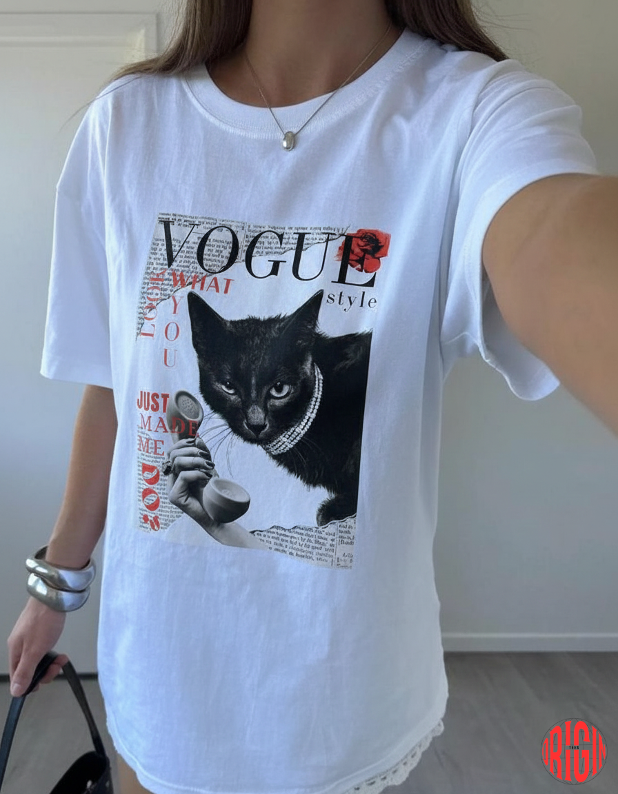 Fashion Cat “Vogue Edition” Aesthetic T-Shirt