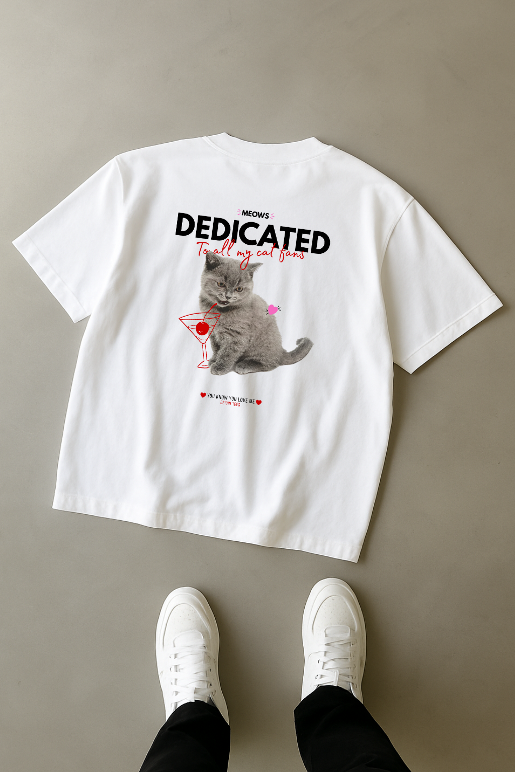 "To All My Cat Fans – Whimsical Kitty Graphic Tee"