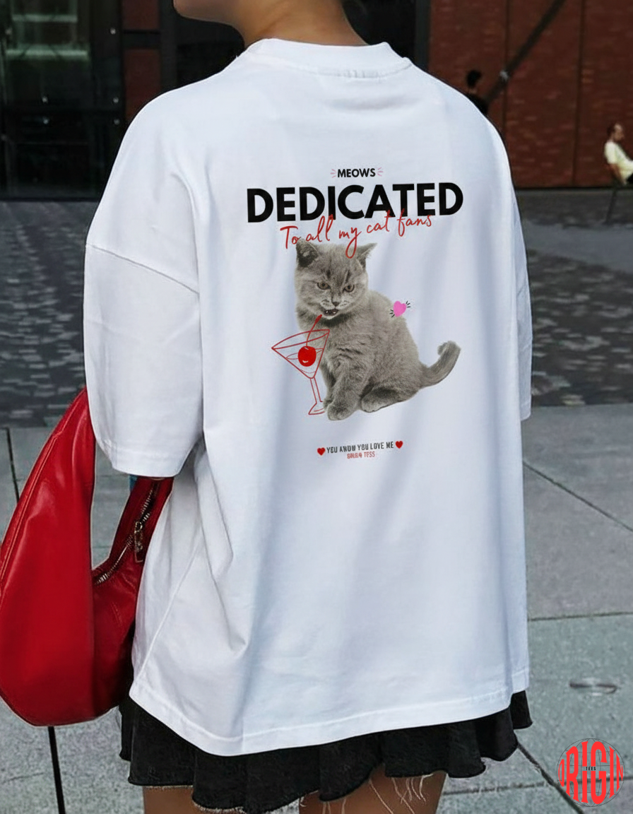 "To All My Cat Fans – Whimsical Kitty Graphic Tee"